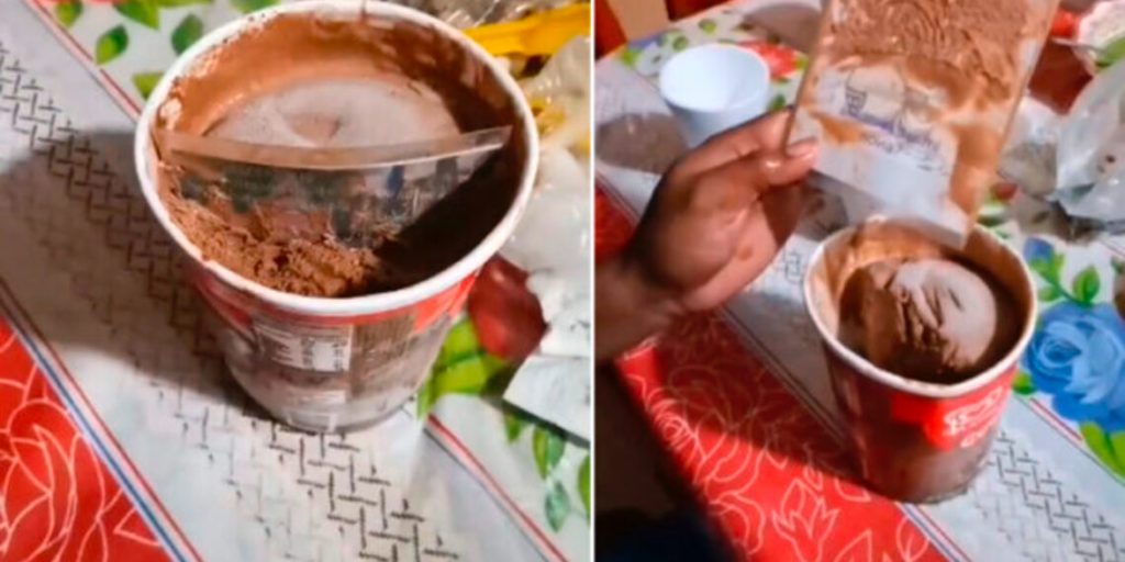 VIDEO: Joven descubre que se le declararon con bote de helado desde hace un MES y apenas lo abrió –